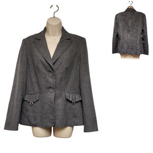 Signature By Larry Levine Single Breasted Blazer Color Gray Size 12
